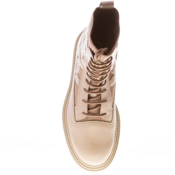 TOD'S donna anfibio stringato Kate in pelle e maglia BEIGE SCURO con motivo a catena - immagine 7