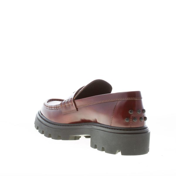 TOD'S donna mocassino in pelle semilucida sfumata MARRONE con mascherina. Suola carrarmato - immagine 4