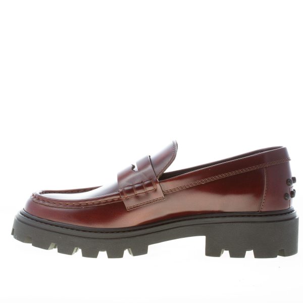 TOD'S donna mocassino in pelle semilucida sfumata MARRONE con mascherina. Suola carrarmato - immagine 5