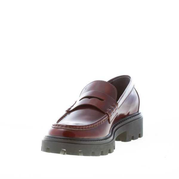 TOD'S donna mocassino in pelle semilucida sfumata MARRONE con mascherina. Suola carrarmato - immagine 6