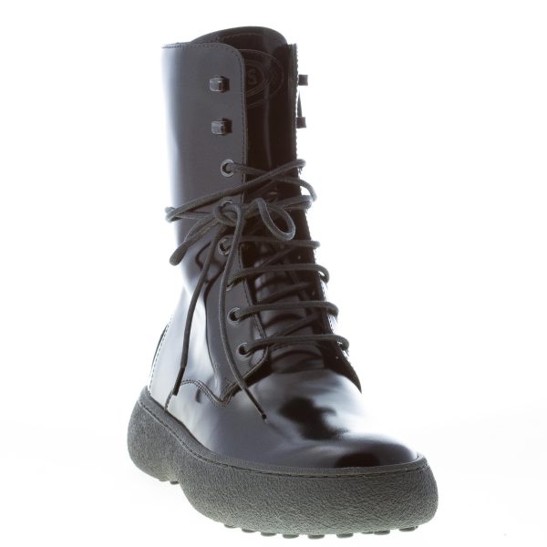 TOD'S donna stivaletto stringato W.G. in pelle semilucida NERO con zip - immagine 2