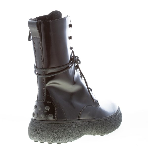 TOD'S donna stivaletto stringato W.G. in pelle semilucida NERO con zip - immagine 3