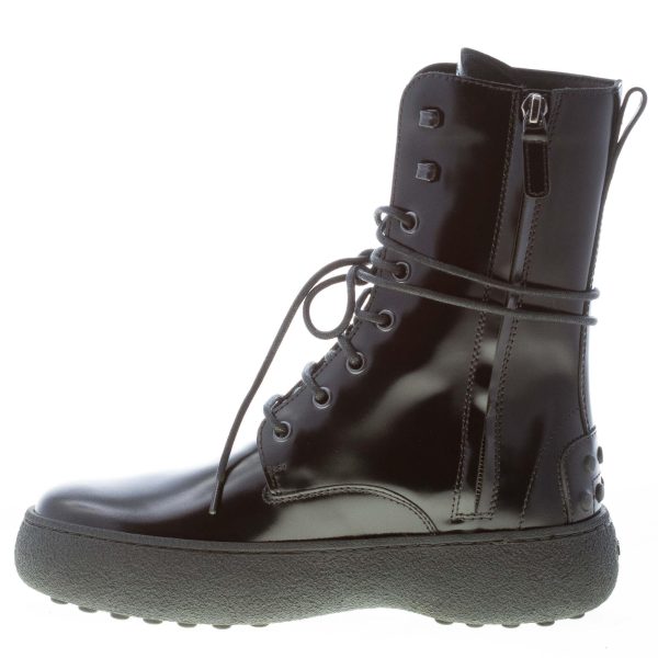 TOD'S donna stivaletto stringato W.G. in pelle semilucida NERO con zip - immagine 5