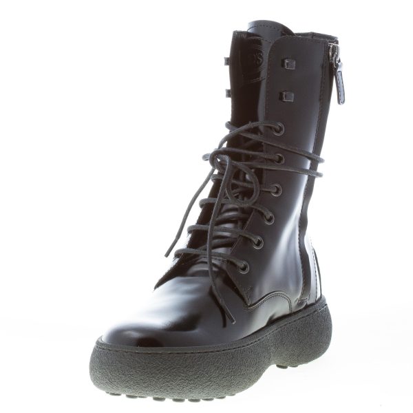TOD'S donna stivaletto stringato W.G. in pelle semilucida NERO con zip - immagine 6