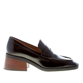 TOD'S donna mocassino in pelle liscia NERO con mascherina. Tacco 5,5