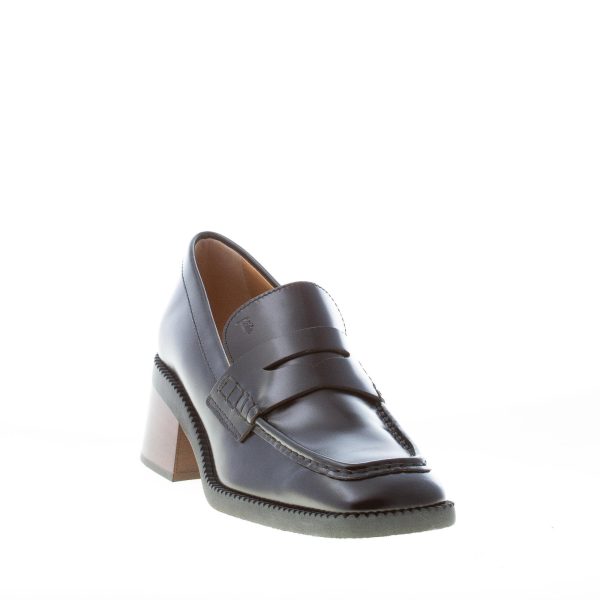 TOD'S donna mocassino in pelle liscia NERO con mascherina. Tacco 5,5 - immagine 2
