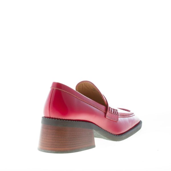 TOD'S donna mocassino in pelle liscia ROSSO con mascherina. Tacco 5,5 - immagine 3