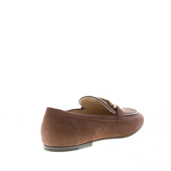 TOD'S donna mocassino Kate in camoscio MARRONE con catena. Suola cuoio - immagine 3