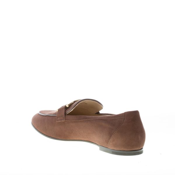 TOD'S donna mocassino Kate in camoscio MARRONE con catena. Suola cuoio - immagine 4