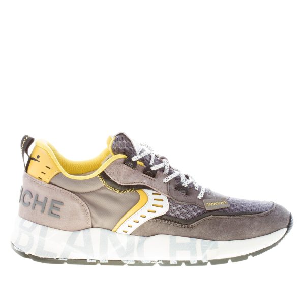 VOILE BLANCHE uomo sneaker Club01 in camoscio e tessuto GRIGIO e giallo