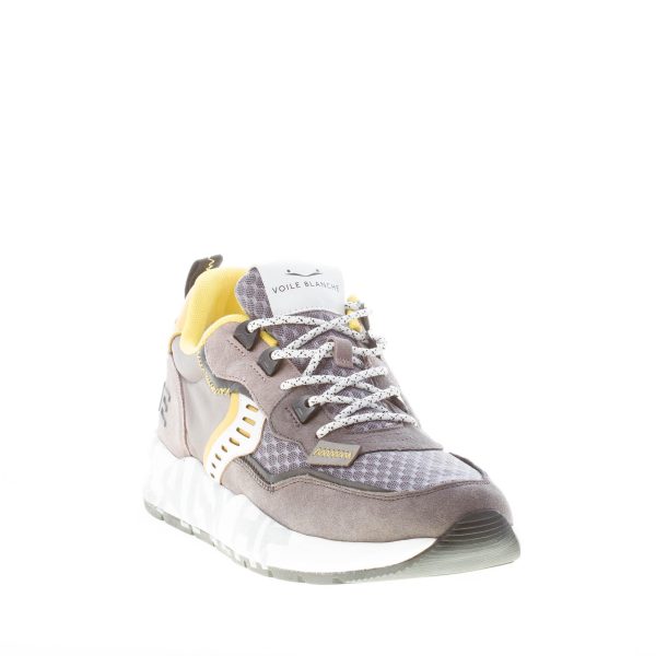 VOILE BLANCHE uomo sneaker Club01 in camoscio e tessuto GRIGIO e giallo - immagine 2