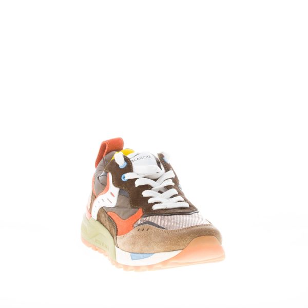 VOILE BLANCHE uomo sneaker Bholt in camoscio e tessuto TAUPE e arancione - immagine 2