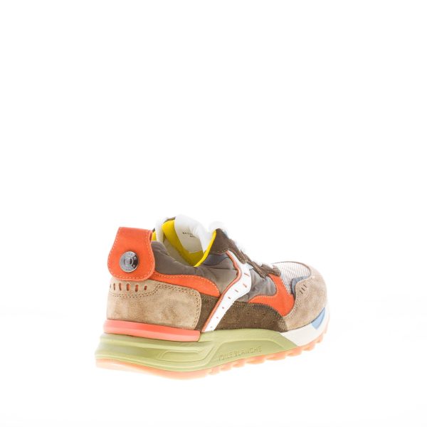 VOILE BLANCHE uomo sneaker Bholt in camoscio e tessuto TAUPE e arancione - immagine 3