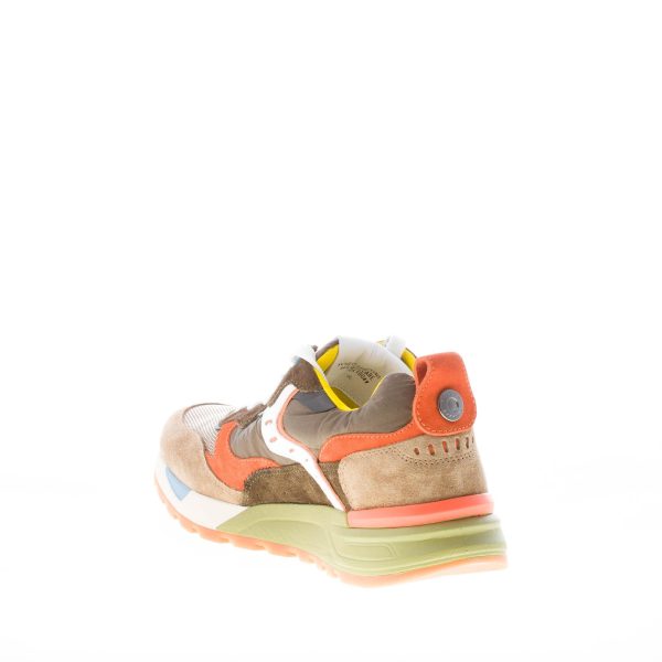 VOILE BLANCHE uomo sneaker Bholt in camoscio e tessuto TAUPE e arancione - immagine 4