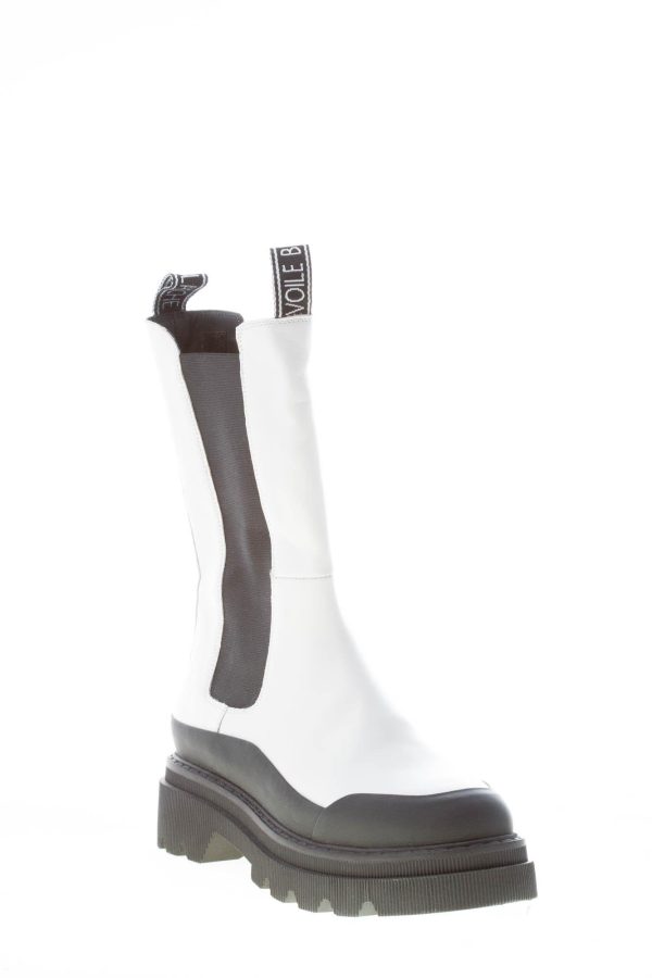 VOILE BLANCHE donna stivaletto elasticizzato in pelle BIANCO più nero - immagine 2