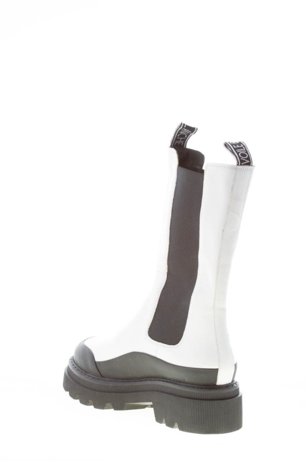 VOILE BLANCHE donna stivaletto elasticizzato in pelle BIANCO più nero - immagine 4