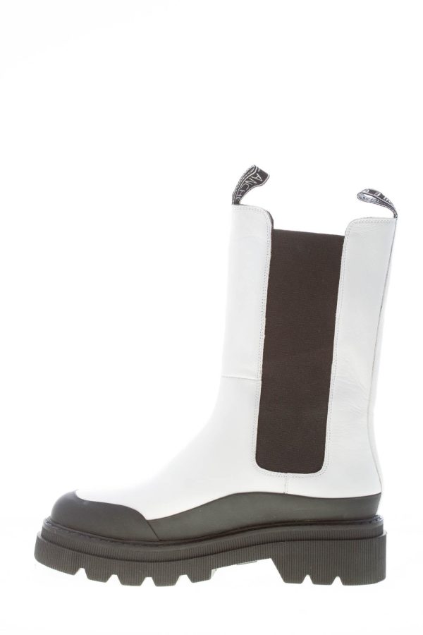 VOILE BLANCHE donna stivaletto elasticizzato in pelle BIANCO più nero - immagine 5