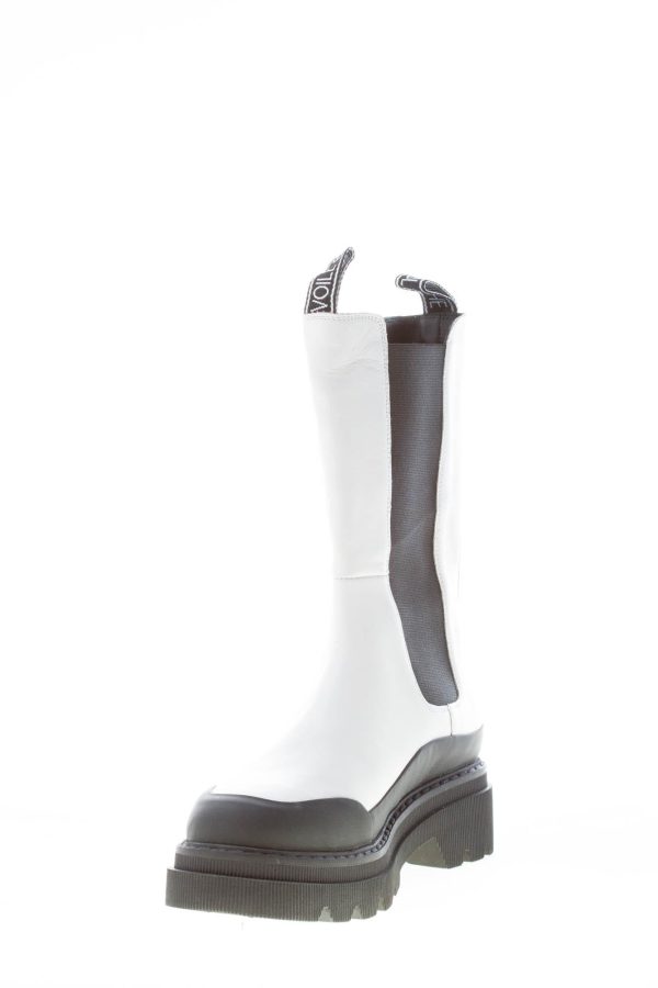VOILE BLANCHE donna stivaletto elasticizzato in pelle BIANCO più nero - immagine 6