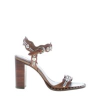 ASH donna sandalo Karma in pelle TESTA DI MORO con hardware argento. Tacco 9 cm