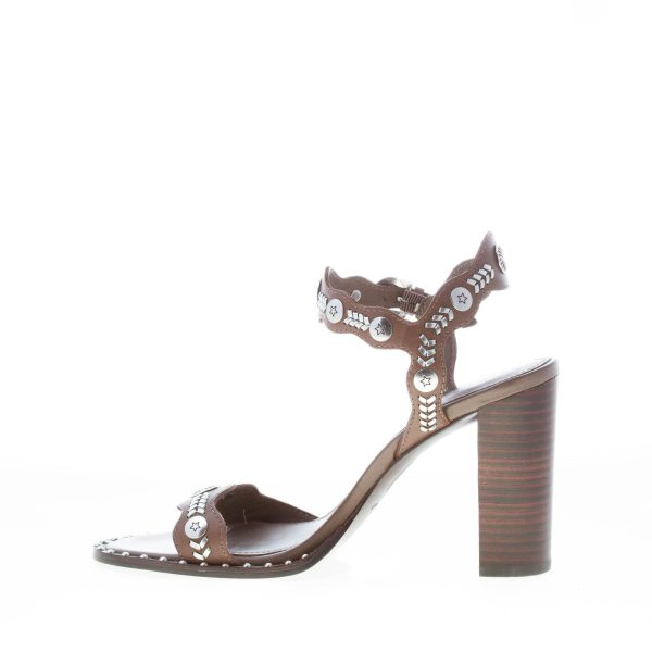 ASH donna sandalo Karma in pelle TESTA DI MORO con hardware argento. Tacco 9 cm - immagine 5