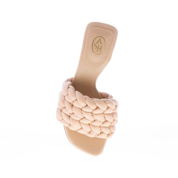 ASH donna sandalo mule Roses in ecopelle intrecciata TAN NUDE. Tacco 6 cm - immagine 7