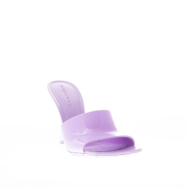 BOTTEGA VENETA donna sandalo mule in gomma LILLA. Tacco 9 cm - immagine 2