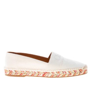 CHLOE' donna espadrillas Piia in tessuto GRIGIO PERLA e rafia con logo