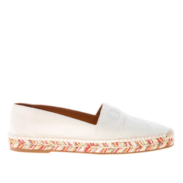 CHLOE' donna espadrillas Piia in tessuto GRIGIO PERLA e rafia con logo