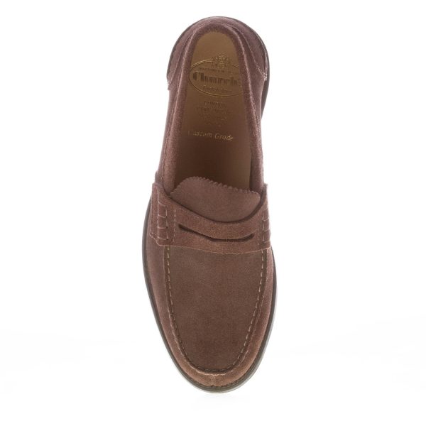 CHURCH'S uomo Pembrey mocassino in camoscio MARRONE. Suola cuoio - immagine 7