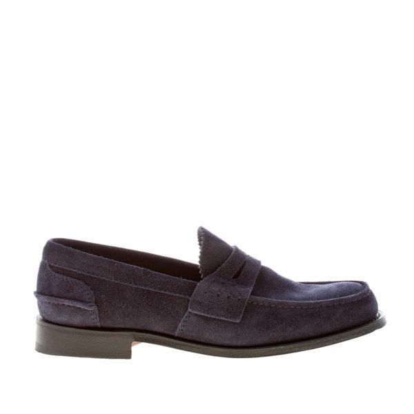 CHURCH'S uomo Pembrey mocassino in camoscio BLU NAVY. Suola cuoio