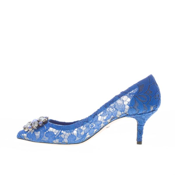 DOLCE & GABBANA donna decolletè Bellucci in pizzo BLU con broche. Tacco 6 cm - immagine 5