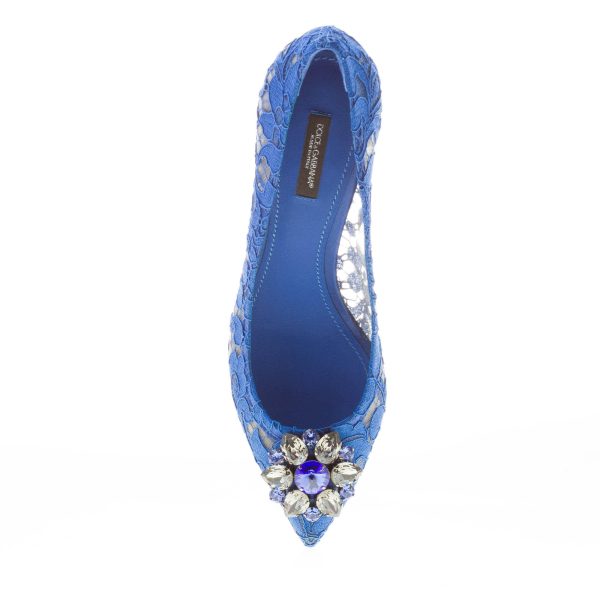 DOLCE & GABBANA donna decolletè Bellucci in pizzo BLU con broche. Tacco 6 cm - immagine 7