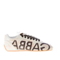 DOLCE & GABBANA uomo sneaker Thailandia in pelle di canguro traforata BIANCO vintage con lettering
