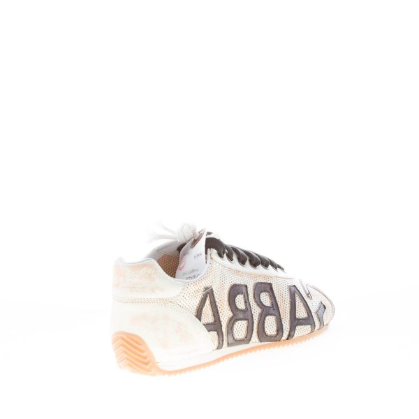 DOLCE & GABBANA uomo sneaker Thailandia in pelle di canguro traforata BIANCO vintage con lettering - immagine 3