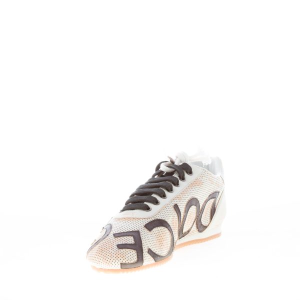 DOLCE & GABBANA uomo sneaker Thailandia in pelle di canguro traforata BIANCO vintage con lettering - immagine 6