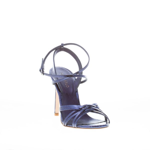 DEL CARLO donna sandalo Ami in pelle stampa rettile BLU OCEANO. Tacco 9,5 cm - immagine 2