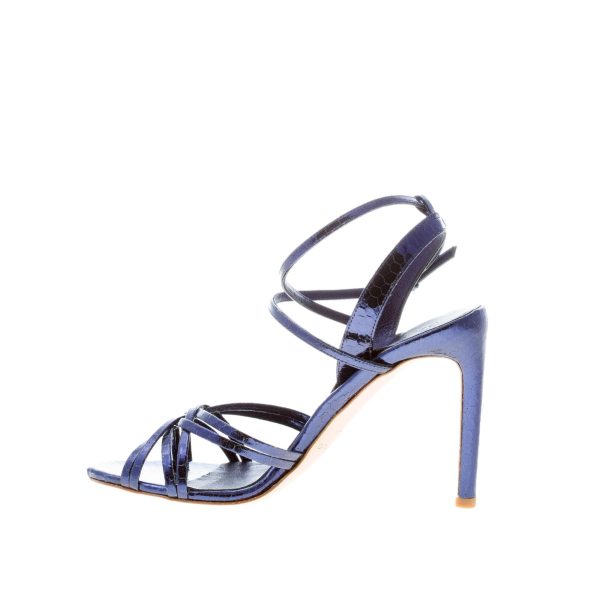 DEL CARLO donna sandalo Ami in pelle stampa rettile BLU OCEANO. Tacco 9,5 cm - immagine 5