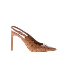 DEL CARLO donna slingback pump Fara con listini in pelle MARRONE. Tacco 10 cm