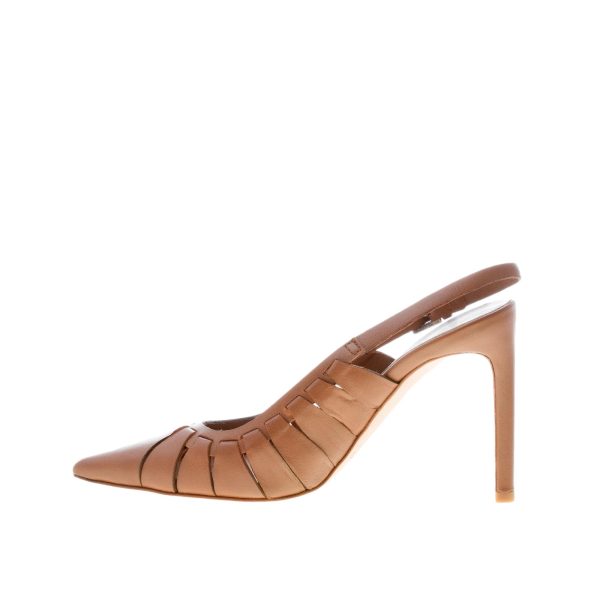 DEL CARLO donna slingback pump Fara con listini in pelle MARRONE. Tacco 10 cm - immagine 5