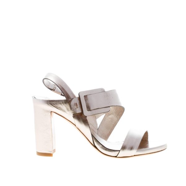 DEL CARLO donna sandalo Atene in pelle PIRITE con fibbia. Tacco 8,5 cm