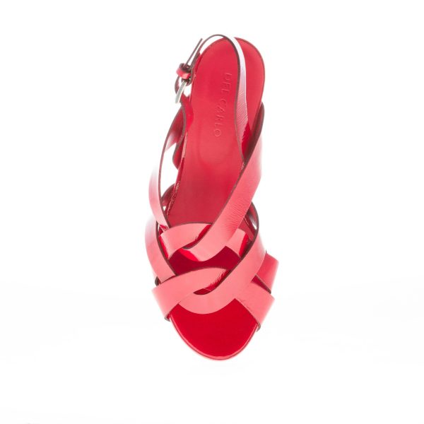 DEL CARLO donna sandalo platform Madrid a fasce incrociate in vernice ROSSO. Tacco 8 cm - immagine 7