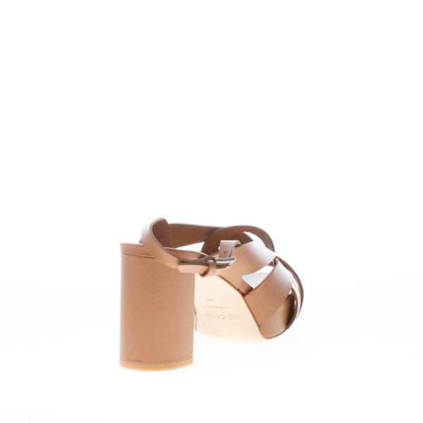 DEL CARLO donna sandalo platform Madrid a fasce incrociate in pelle MARRONE. Tacco 8 cm - immagine 3