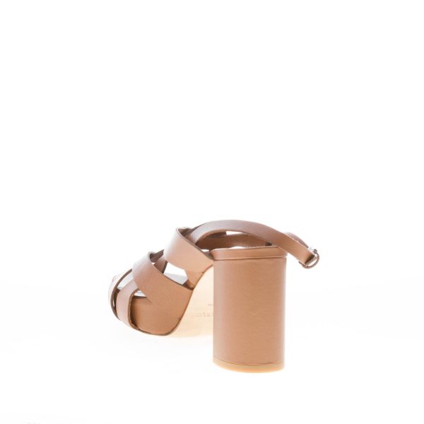DEL CARLO donna sandalo platform Madrid a fasce incrociate in pelle MARRONE. Tacco 8 cm - immagine 4