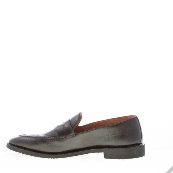 ALBERTO FASCIANI uomo mocassino penny artigianale in pelle NERO. Suola gomma - immagine 5