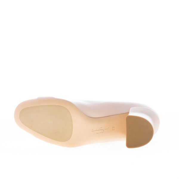 FERRAGAMO donna decolletè Otilia 55 in pelle ROSA PETALO con ornamento Gancini. Tacco 5,5 cm - immagine 8