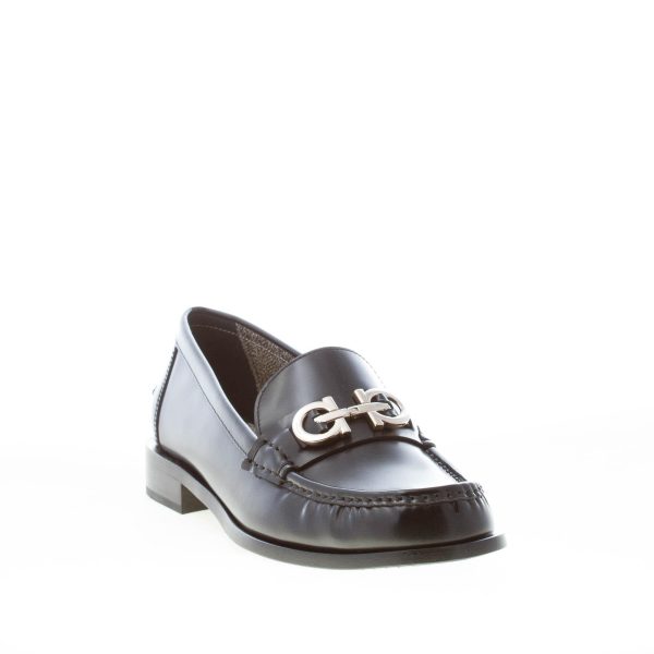 FERRAGAMO donna mocassino Ofelia in pelle NERO con ornamento Gancini in metallo. Suola cuoio. Tacco 2,5 - immagine 2