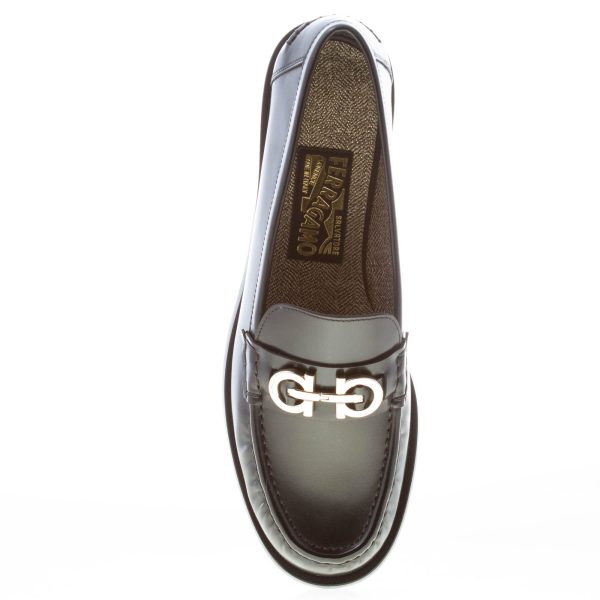 FERRAGAMO donna mocassino Ofelia in pelle NERO con ornamento Gancini in metallo. Suola cuoio. Tacco 2,5 - immagine 7