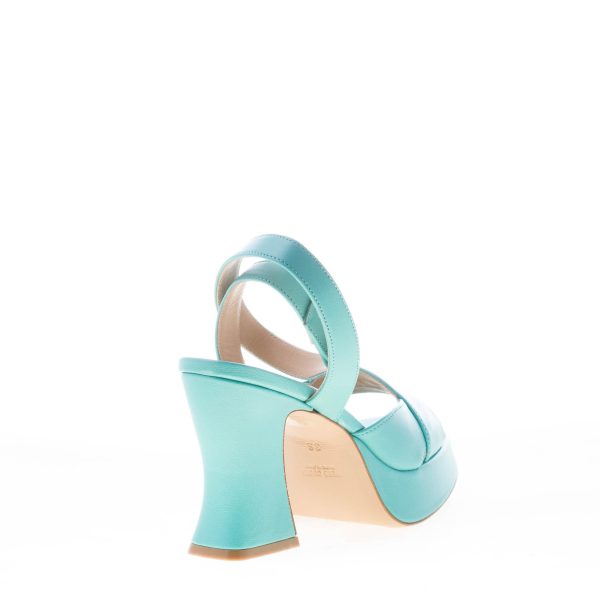 ROBERTO FESTA donna sandalo Livia in nappa TURCHESE con platform. Tacco 9,5 cm - immagine 3