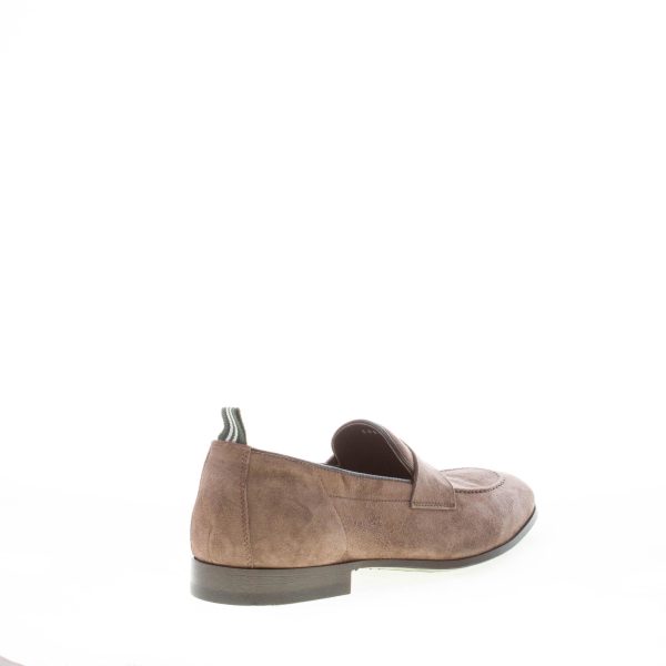 GREEN GEORGE uomo mocassino penny in camoscio TORTORA. Suola in cuoio - immagine 3