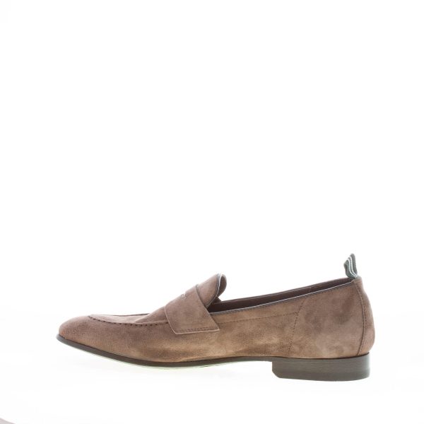 GREEN GEORGE uomo mocassino penny in camoscio TORTORA. Suola in cuoio - immagine 5